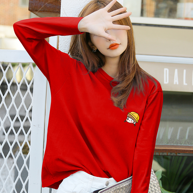 Clothes 2021 new woman sleeve t - shirt loose Han edition with a tops in tide red cotton printed undershirt