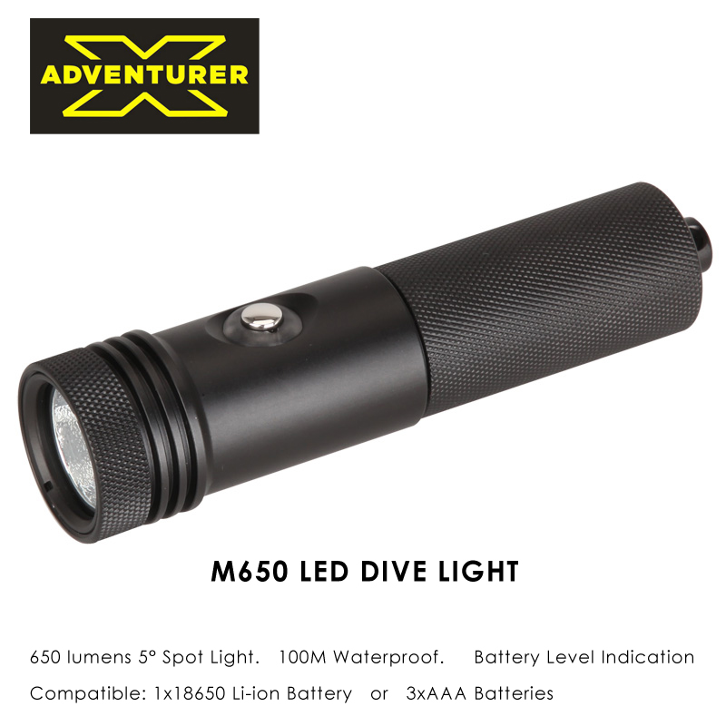 X-ADVENTURER Explorer M650 Diving Bright Flashlight 100m Waterproof