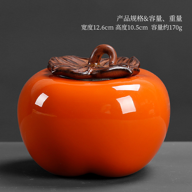 Caddy fixings small mini portable creative ceramic ruyi persimmon persimmon persimmon home furnishing articles sealed small tea pot