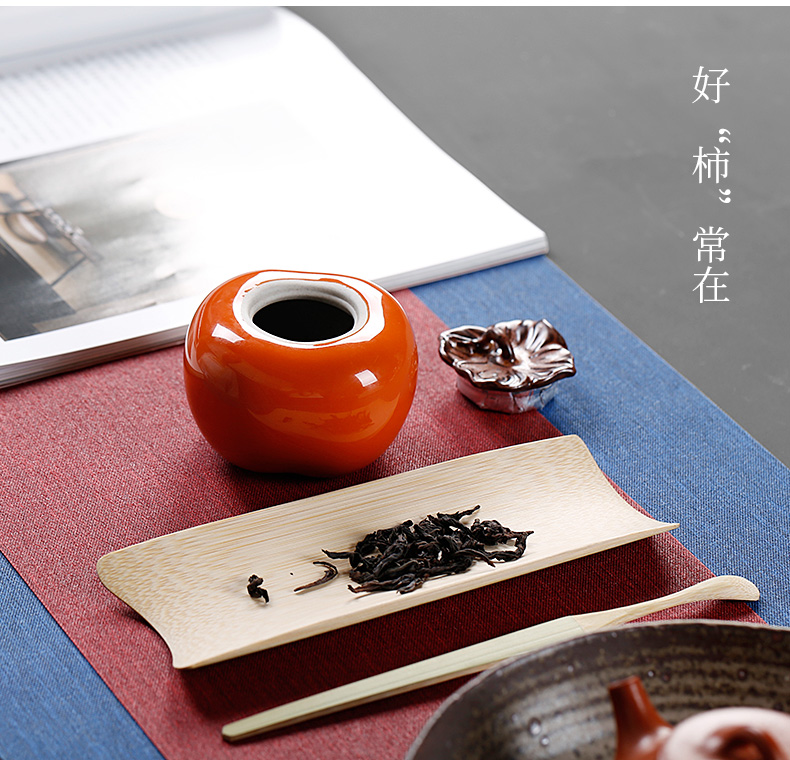 Ceramic persimmon persimmon caddy fixings mini ruyi little persimmon tea storage POTS of tea tea tea tray on small place