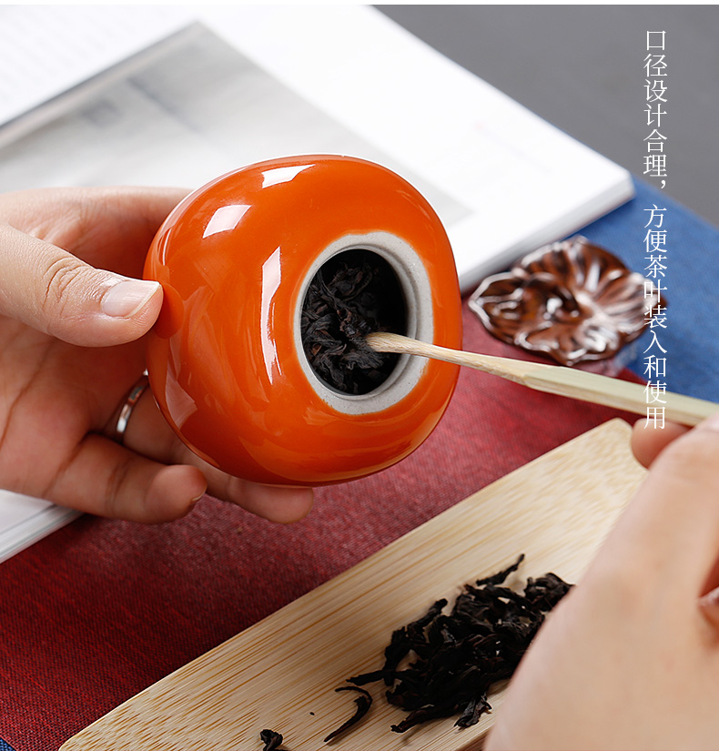 Ceramic persimmon persimmon caddy fixings mini ruyi little persimmon tea storage POTS of tea tea tea tray on small place