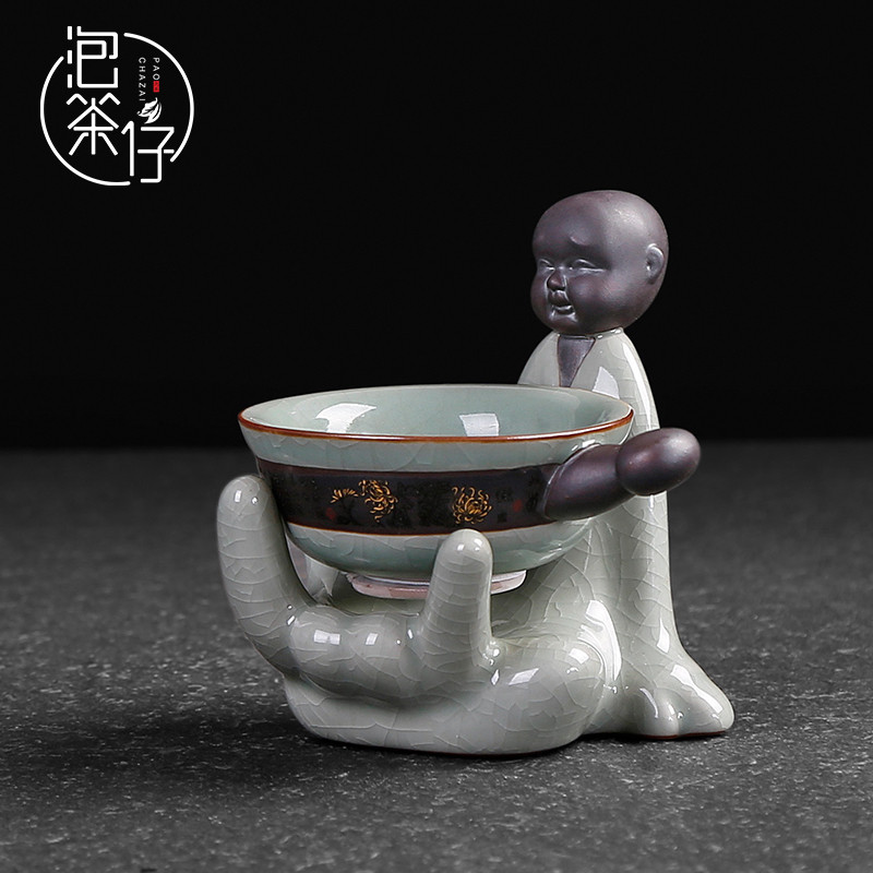 Elder brother up with tea hook yarn with Japanese household ceramic zero retro move tea filter suit kung fu tea set creative support