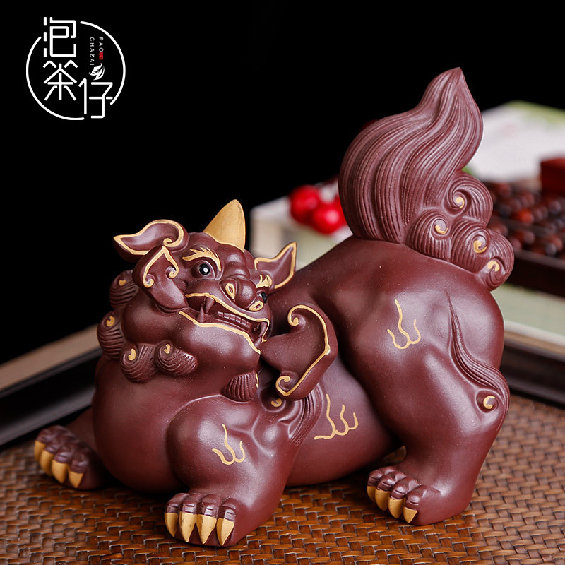 Yixing purple sand tea pet can raise see colour wishful auspicious lion furnishing articles creative all hand play tea tea accessories