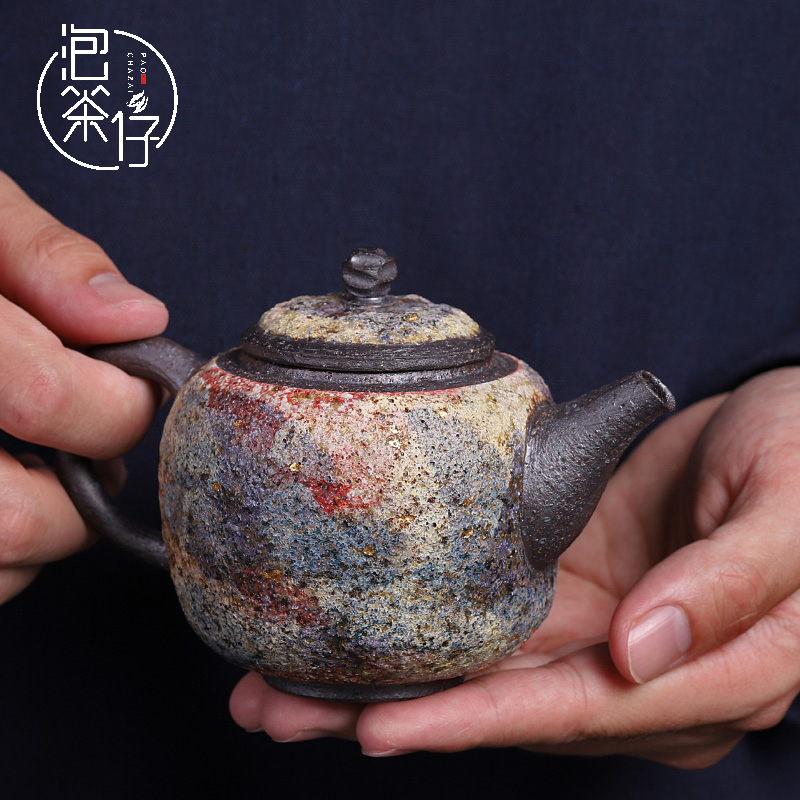 Lava teapot museum in same checking retro kunfu tea, small single pot teapot ceramic tea set