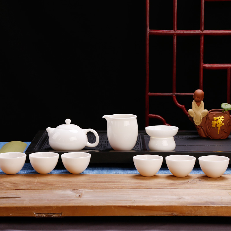 High tea seed suet jade white porcelain kung fu tea set gift boxes dehua white xi shi pot teapot teacup suit a gift