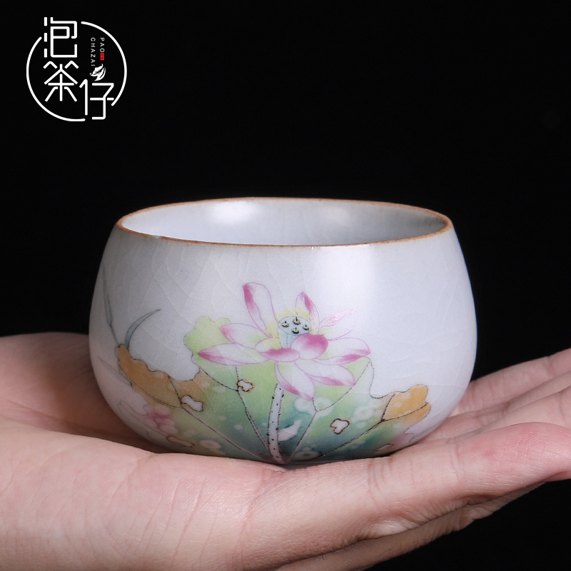 Large open your tea ice crack glazed porcelain teacup personal single CPU hand meditation can raise the master cup Large restoring ancient ways