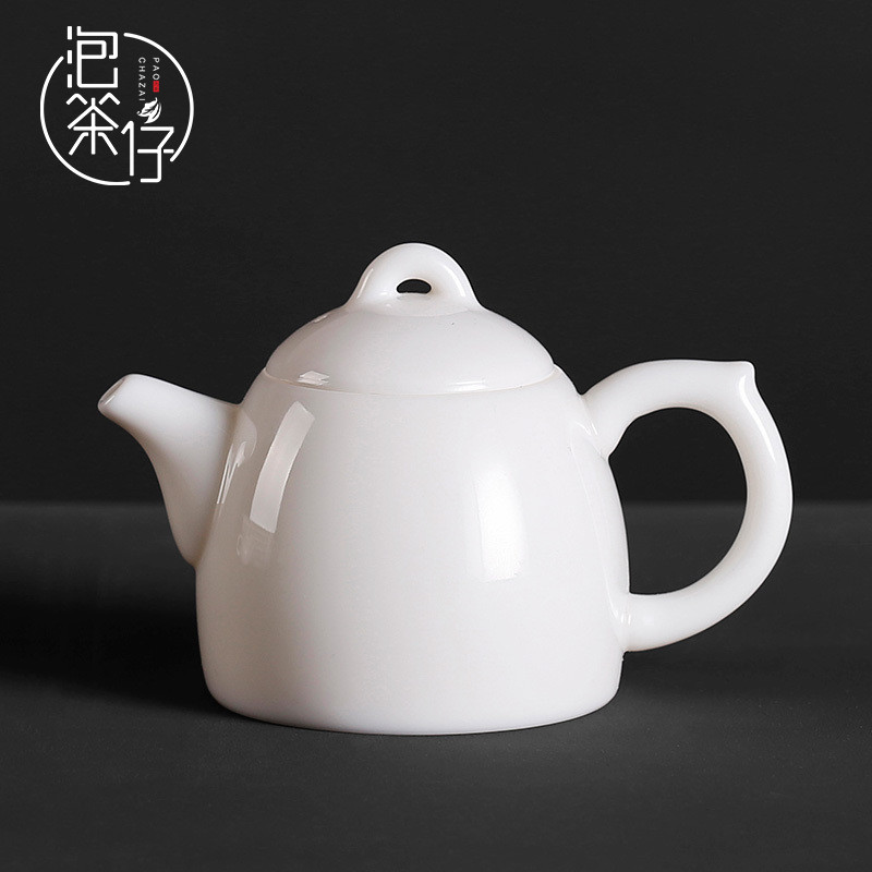 High white porcelain little teapot kung fu tea set dehua ivory white ceramic small single pot of small household Qin Quan tea pot