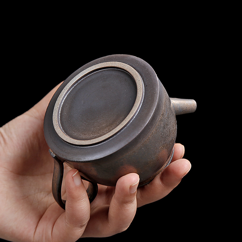 Rust glaze thick ceramic gold Japanese imitated copper one little teapot restoring ancient ways with kung fu tea set single pot with tea