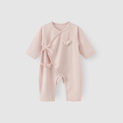 Guiqi Bear Newborn Spring and Autumn Long-Sleeve Romper Pure Cotton Monk-Style Clothes Baby Tie-Up Jumpsuit Autumn Outfit — 4