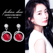 Red Pearl exquisite earrings Korean temperament Net red senior earrings female 2021 New Tide fairy air ear decoration cool