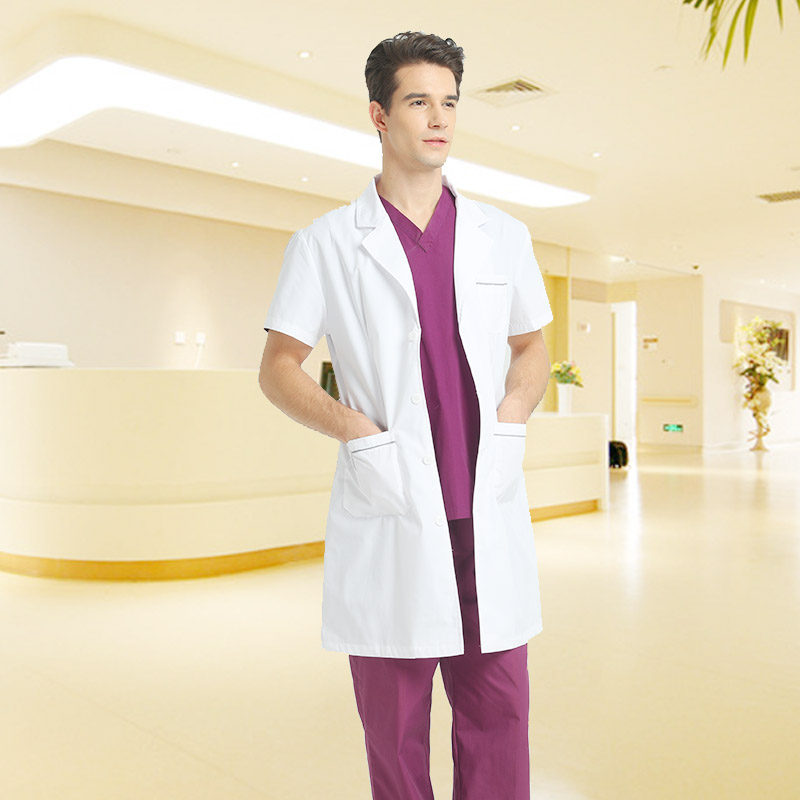 Korean version of the slim white coat nurse clothing male doctor nurse occupation clinic long and short sleeve pharmacy beauty salon overalls