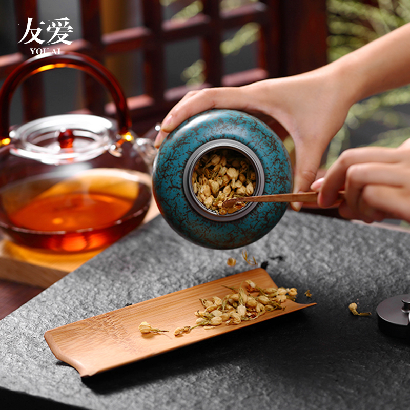 Love the small tea caddy fixings ceramic jars of small tin cover seal tank storage POTS tea tea accessories