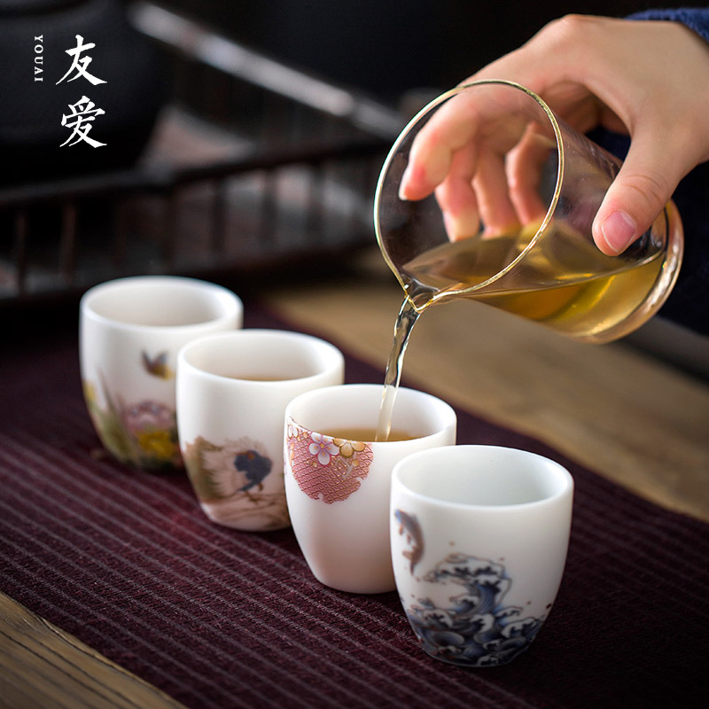 Love jade white porcelain cup high white porcelain sample tea cup tea cups suet jade master kung fu tea light hand gift pack