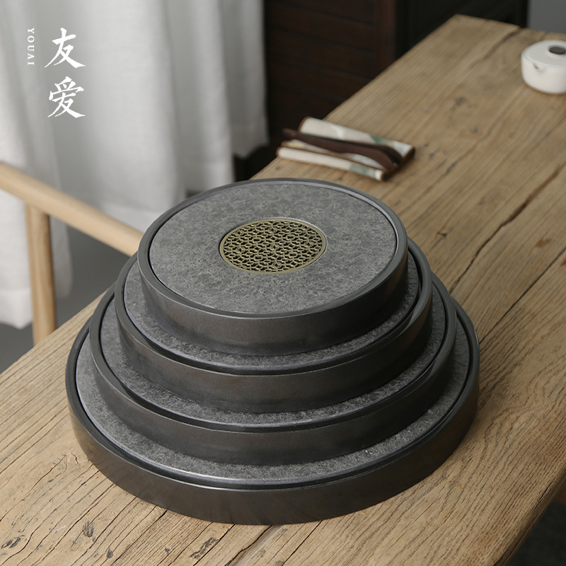 Love stone double circular sharply with tea tray is contracted with kung fu tea saucer dish stone tea tea sea big number