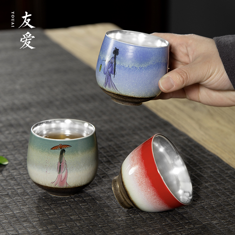 Love and tasted silver gilding the teacup kung fu master cup a cup of pure manual ceramic coppering. As silver cup silver cup