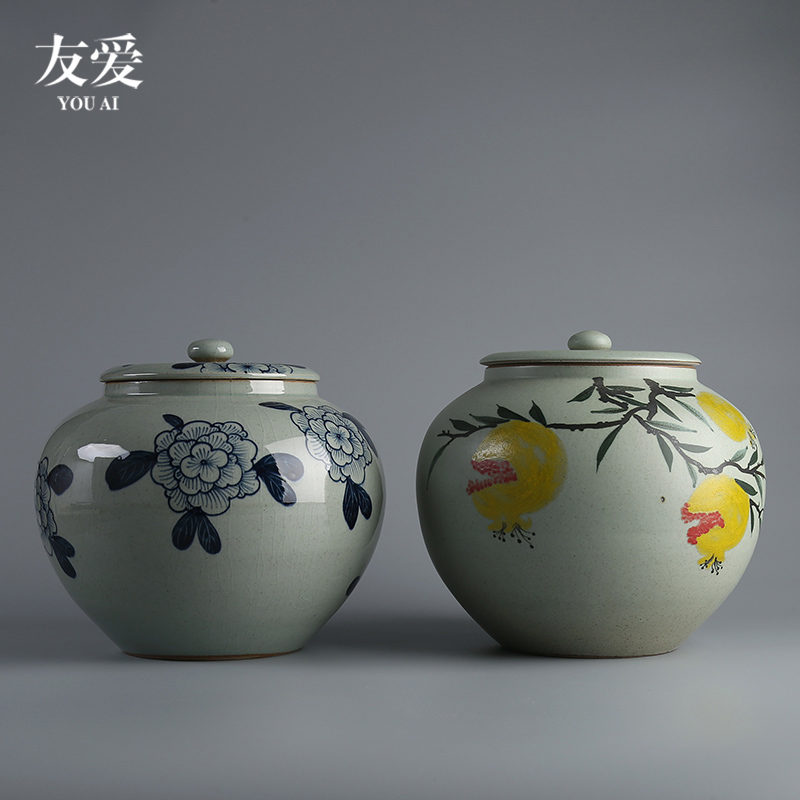 Love jingdezhen hand - made archaize oversized caddy fixings one jin of large tank storage tea urn checking ceramic pot