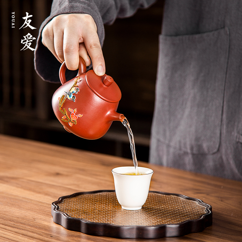 Love cloisonne yixing it colored enamel craft gift teapot zhu mud stone gourd ladle can be customized