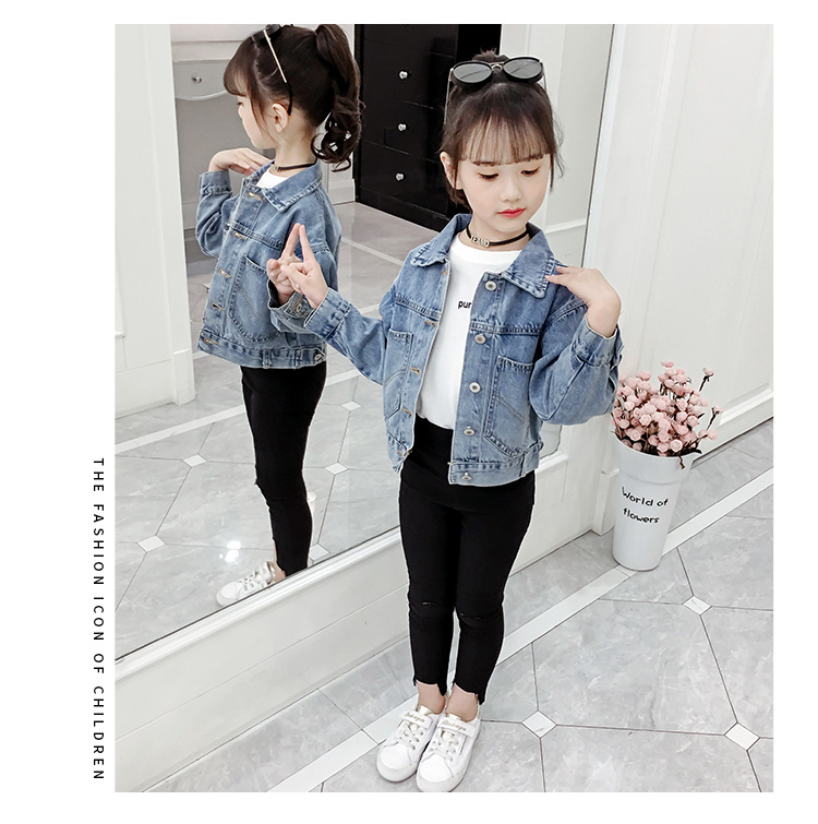 Áo khoác denim nữ mùa thu 2019 mới cho bé học mùa hipster phong cách Hàn Quốc hoang dã của áo khoác denim thủy triều - Áo khoác áo khoác cho bé trai