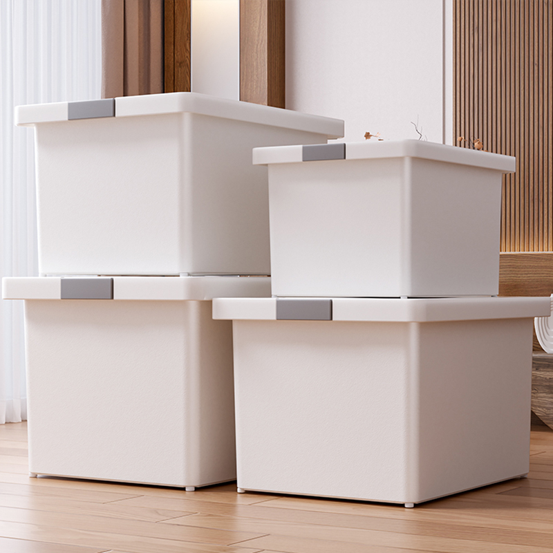Ящик для хранения бытовой крупнотоннажной утолщенной пластиковой коробки для хранения одежды в гостиной, спальне, закусок, игрушек