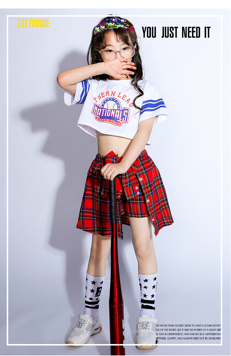 Trang phục khiêu vũ Jazz thiếu nhi nhảy đường phố cô gái hip hop Trang phục hiphop cô gái trình diễn rốn quần áo biểu diễn trang phục halloween