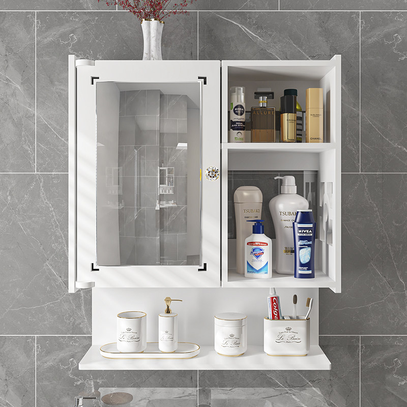 Perforated Dressing Room Shelve Bathroom Mirror Cabinet Washing Table Wall Closet Toilet Containing Wall-mounted Wall Type with mirror