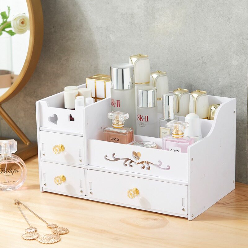 Cosmetic Storage Box Makeup Bench Skin-care Products Containing shelf Desktop Drawer rack web Red stomp red finishing rack