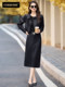 Cormusse fashionable leather suit for women 2025 autumn new Hong Kong style temperament light and mature style hip skirt two-piece set