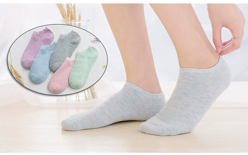 Vớ nữ vớ mùa hè phần mỏng ladies low để giúp vớ cotton vớ thuyền nữ cotton nông miệng silicone non-slip vớ vô hình