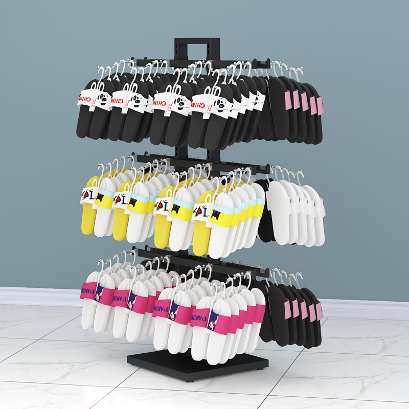 Slipper Display Stand, Shoe and Sock Hanging Rack, Floor-Standing Supermarket Shoe Store Shelf, Island-Style Slipper Display Rack Slipper Display Stand, Shoe and Sock Hanging Rack, Floor-Standing Supermarket Shoe Store Shelf, Island-Style Slipper Display Rack