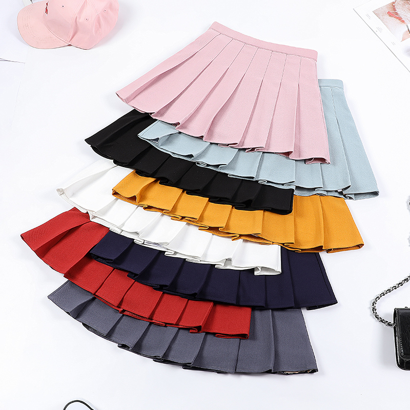 Pleated skirt drape elastic high waist women's spring and autumn short skirt solid color fat mm short model anti-light plus size skirt