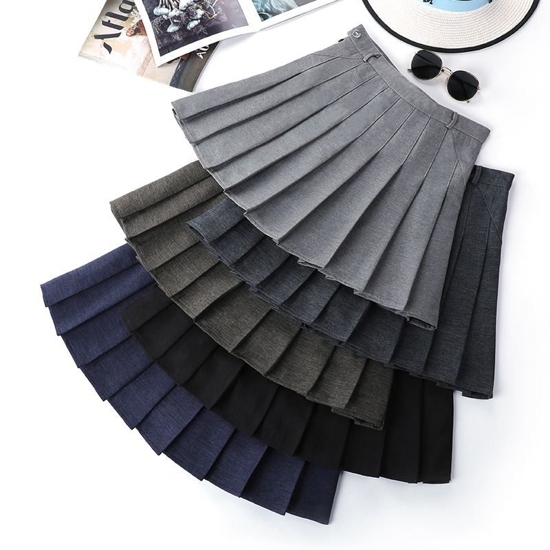 Grey Plexu Skirt Woman Tb Short Dress Autumn Academy Wind A Character Dress Black High Waist Anti Walking Light Suit Bf Half Body Skirt