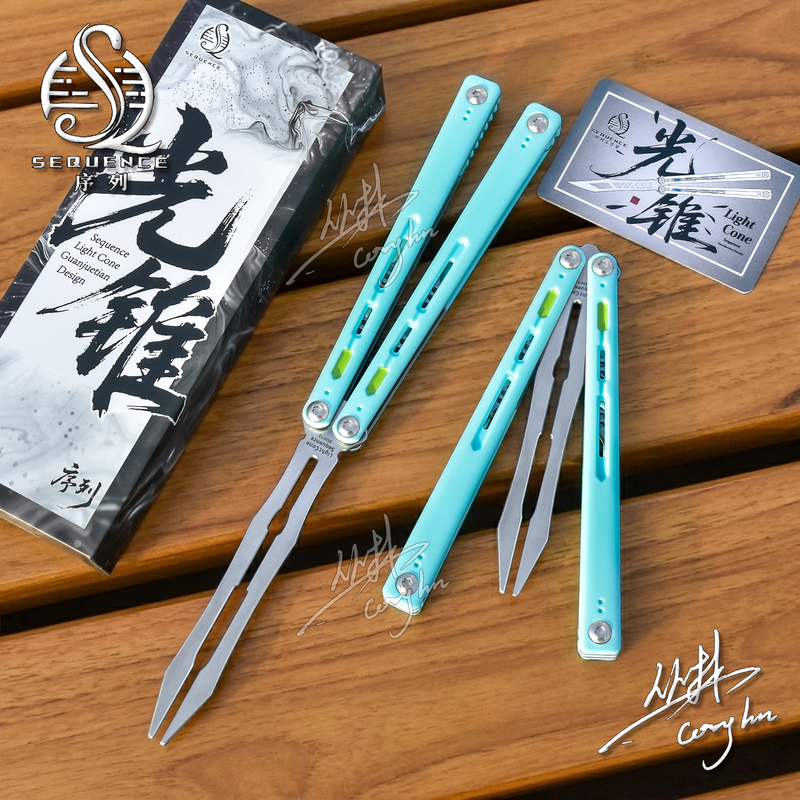 Crown of Excellence Light Cone Original Tuning Fork Steel Knife Beginner Safety Unsharpened Fancy Butterfly Knife [Bali-Jungle]