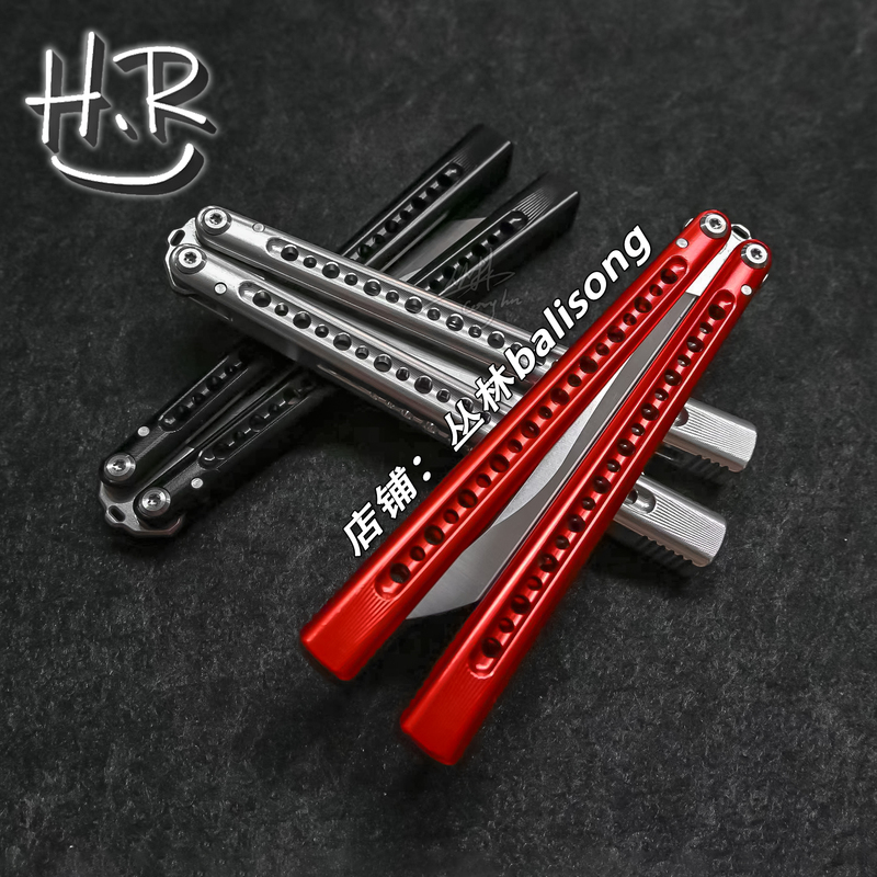 Original Hr Good Guy Doom Series 7 Aluminum Carbon Fiber Patch Safety Unsharpened Fancy Butterfly Knife [Bali Jungle]