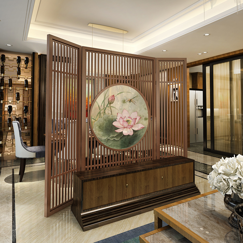 Modern Chinese screen partition folding mobile solid wood living room office simple fashion hotel environmental protection folding screen porch