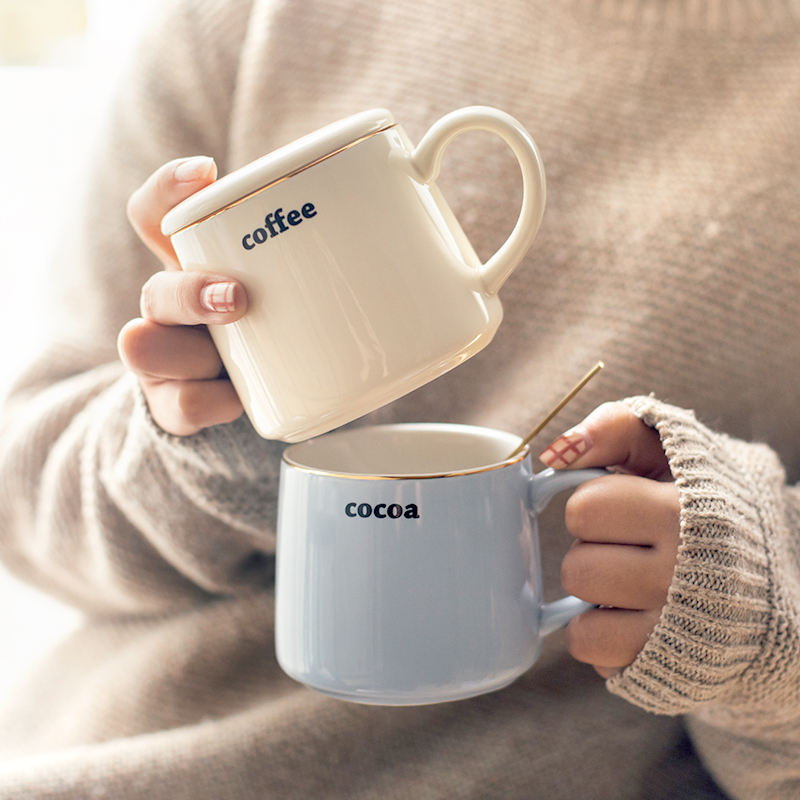 In Nordic Wind Cup Simple Breakfast Coffee Cup Ceramics with Coffee Cup Office Men Mark Taiwan Cup Women's Tea Cup