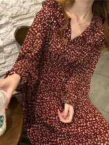 Autumn and winter chiffon dress 2021 early autumn long sleeve French first love dress Vintage super fairy vintage skirt