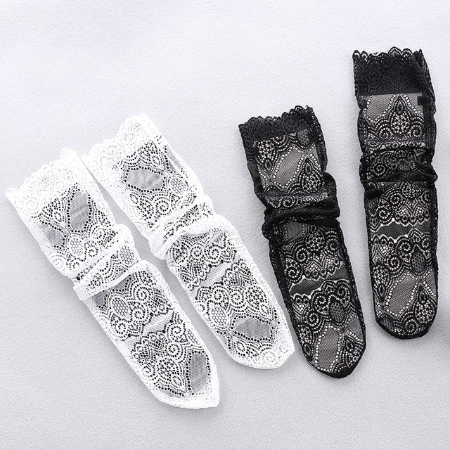 Japanese lace mesh pile socks retro lace fashionable lace mid-calf socks spring and summer hollow pattern ຖົງຕີນຍາວສໍາລັບແມ່ຍິງ