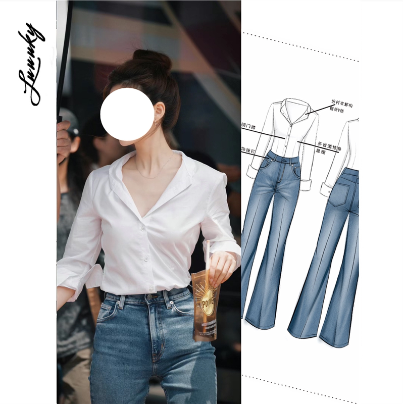Allow Me to Shine: Xu Yan's Same Style White Poplin French Shirt for Women, Spring and Summer Elegant Workwear Blouse