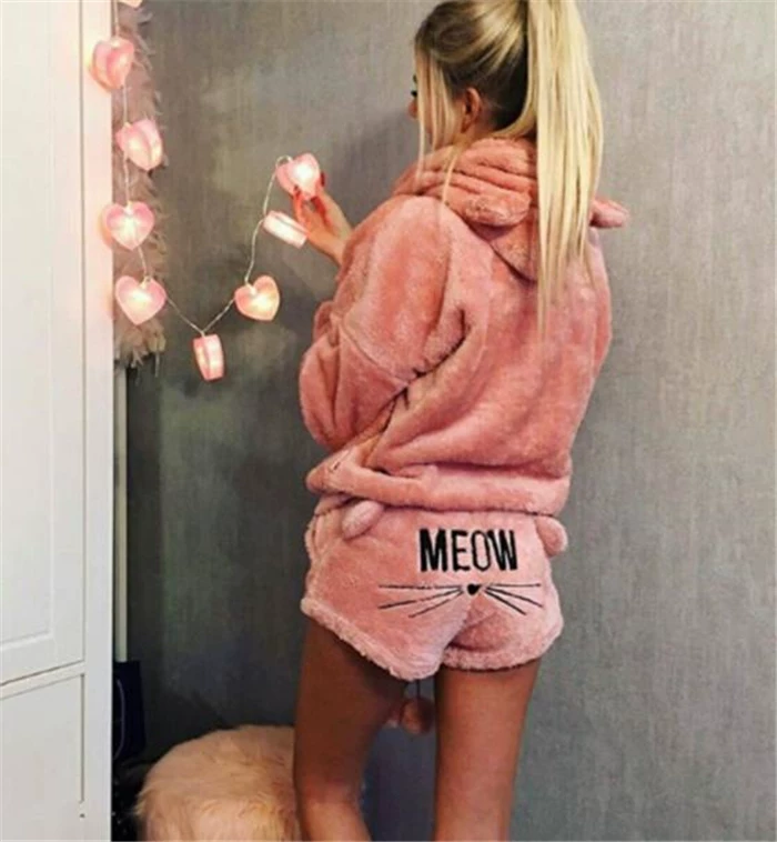 Женская плюшевая пижама, худи и шорты, размеры S–5XL, в ассортименте цветов