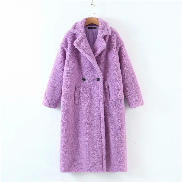 [毛呢大衣羊羔泰迪绒风衣外套女 пальто жен coat women]
