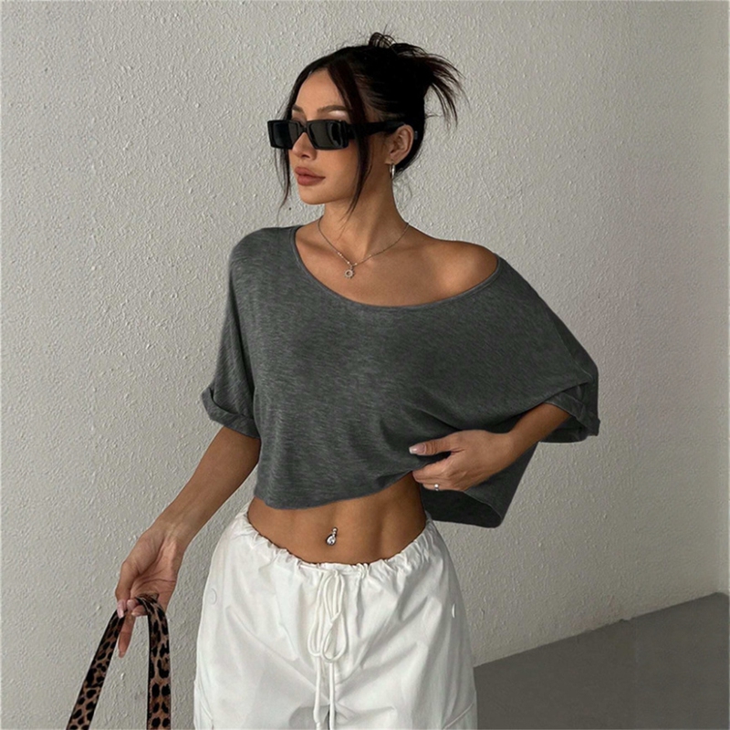 European and American Fashion Casual Crop Top Sexy T-Shirt Short Top for Women Casual Tee t Shirt Top Women
