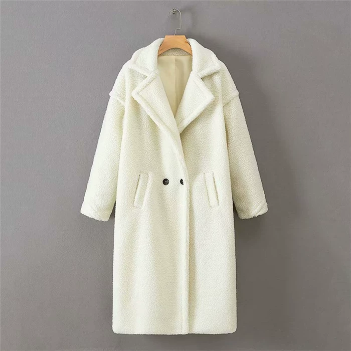[毛呢大衣羊羔泰迪绒风衣外套女 пальто жен coat women]