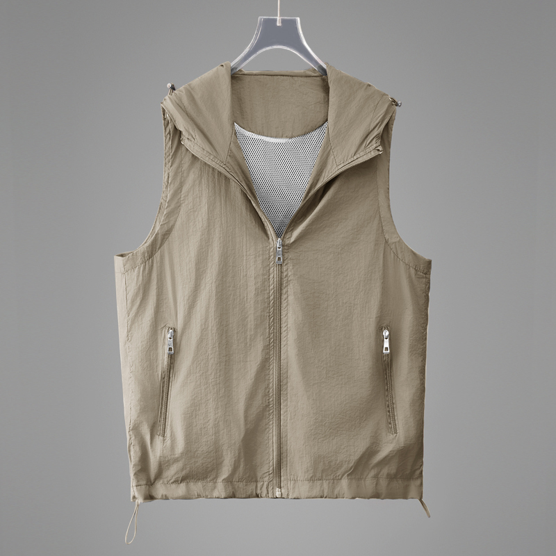 Spring and Autumn Vest 2025 Women's New Hooded Outdoor Fashion Casual Loose Versatile Sleeveless Sun Protection Jacket
