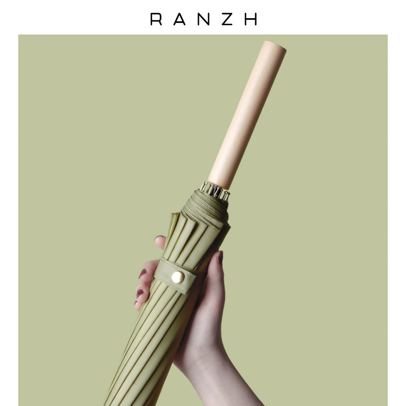 Japanese transparent long-handled umbrella female ins wind large forest retro simple double straight rod increase reinforcement thicken