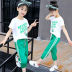 Cô gái mùa hè ăn mặc 2019 tiểu phẩm mới dài tay thời trang Phong cách Set Trong Big Kids Short Sleeve 