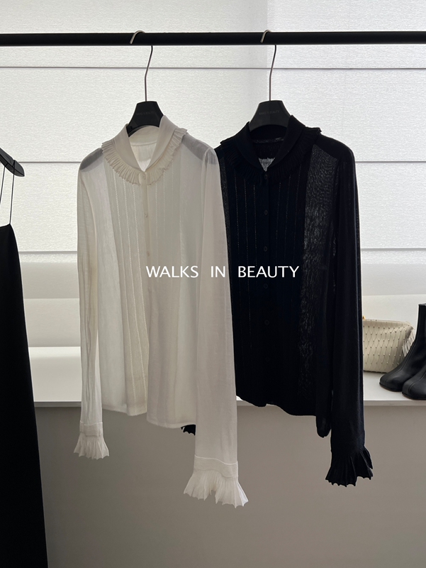 Walks in Beauty 26Aw/New Shanghai-Style Sweetheart Ruffled Bell Sleeve Knit Cardigan Top