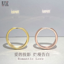 Shake-in-the-same day wilderness Old perfunctive projection ring female pure silver net red love ring fashion black tech tail ring