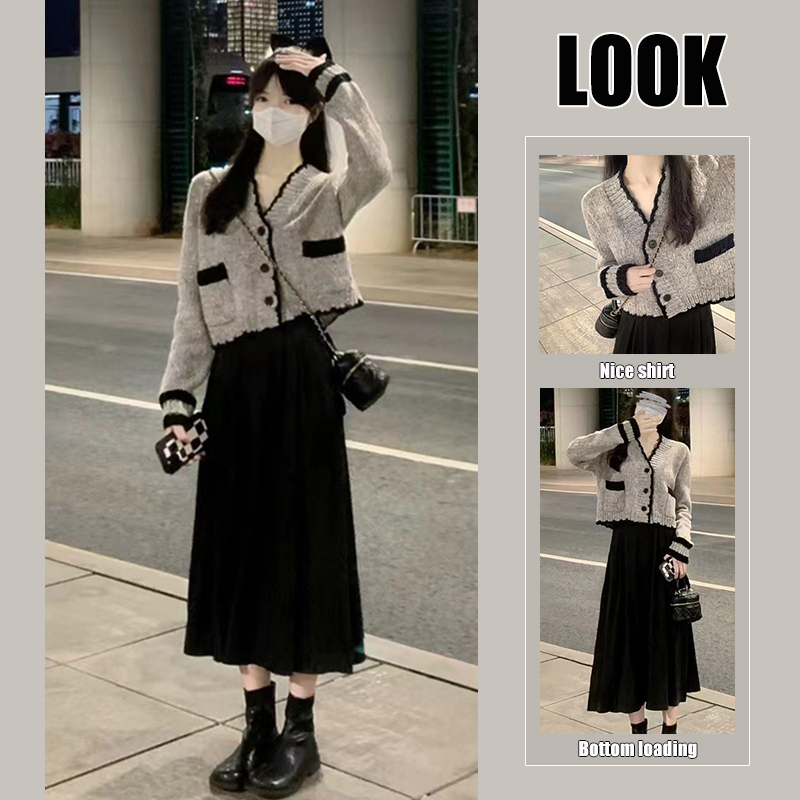 2026 Super Popular Korean Style Unique and Beautiful Deep Winter Sweater Outfit Paired with a Complete Set of Dress Two-Piece Suit for Women 2026 Super Popular Korean Style Unique and Beautiful Deep Winter Sweater Outfit Paired with a Complete Set of Dress Two-Piece Suit for Women