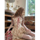 Nan Lixiang = ອຸດົມສົມບູນ rose pastoral style tea break floral French dress summer lace suspender skirt ແມ່ຍິງ princess dress