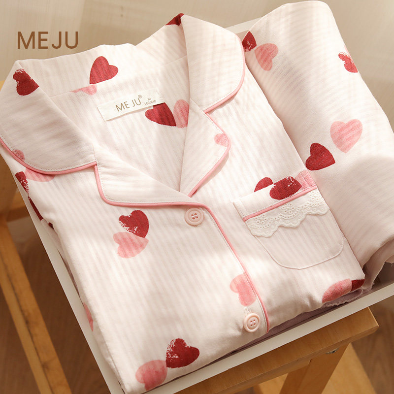 Lunar Subsuit Summer postnatal gauze early summer March Thin Paragraph 7 Pure Cotton Pregnant Woman Pyjamas Maternity Breastfeeding